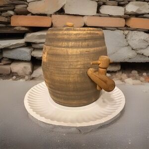 Vintage McCoy USA Ceramic Whiskey Barrel Decanter 6" X 5"‎ Liquor Countertop/Bar